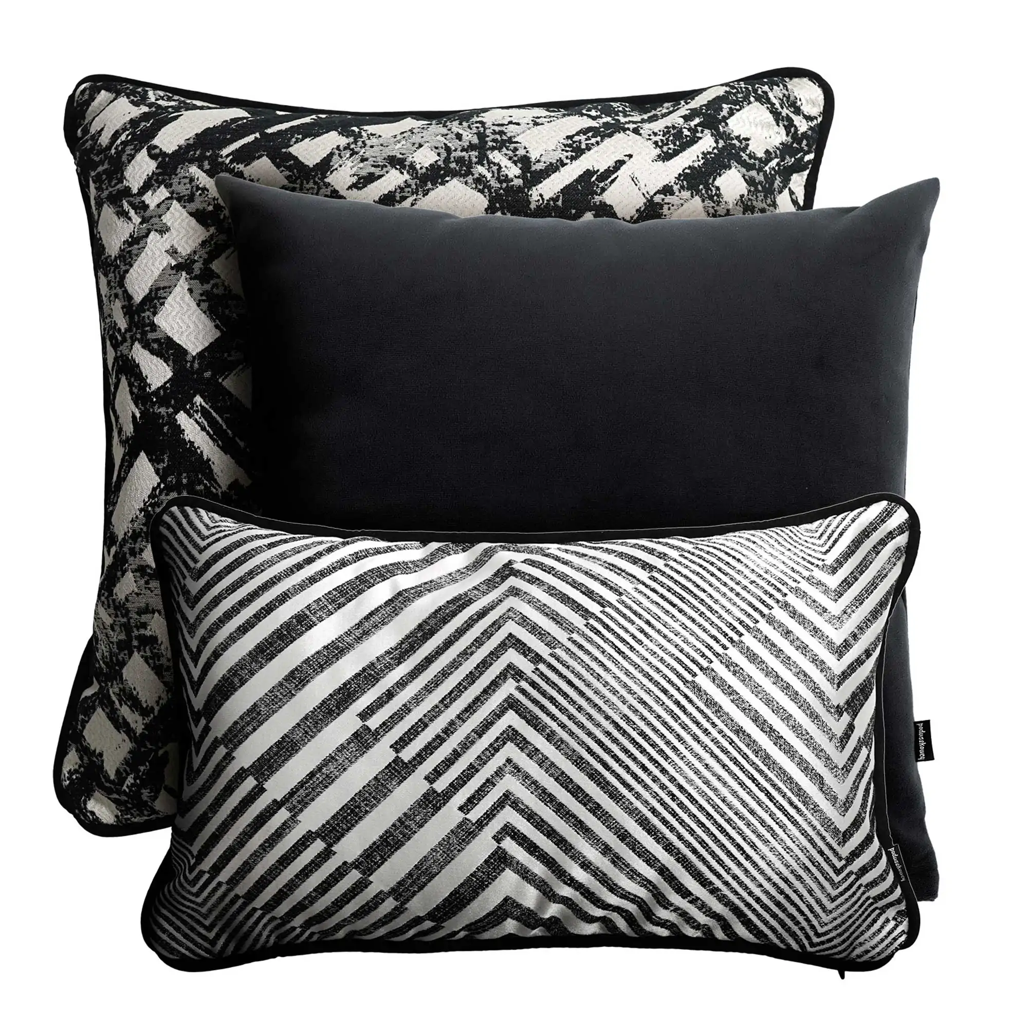 Beżowo czarny zestaw poduszek dekoracyjnych Glam