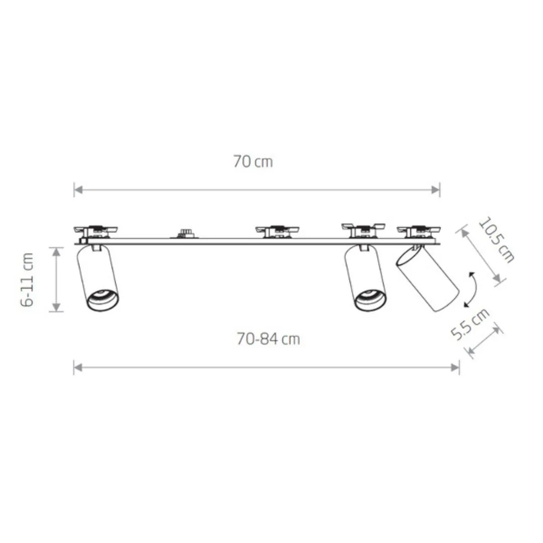 LAMPA PUNKTOWA PODTYNKOWA MONO SURFACE III SZER. 70CM GU10 | CZARNY - obrazek 3