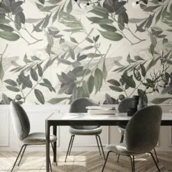 Tapeta Olive Branch White WALLCOLORS
