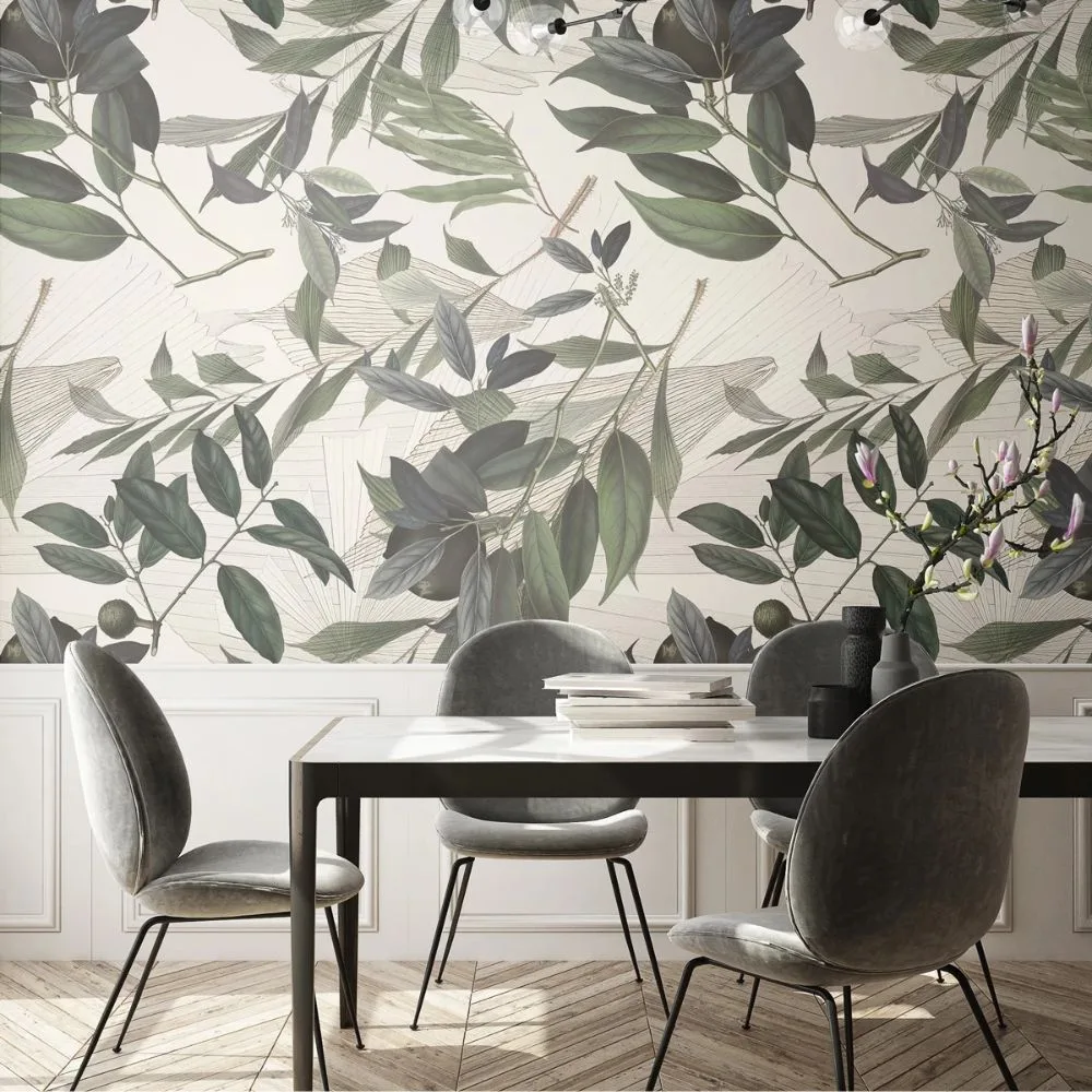 Tapeta Olive Branch White WALLCOLORS
