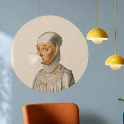 Tapeta Koło Dots Woman with Bubble Gum Creme - obrazek 2