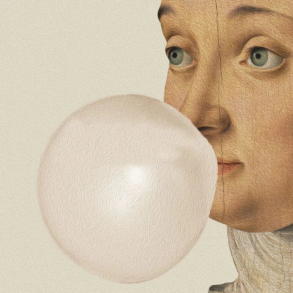 Tapeta Koło Dots Woman with Bubble Gum Creme - obrazek 4