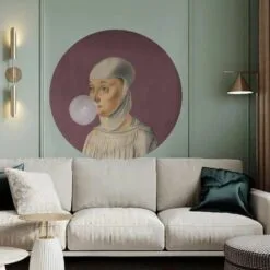 Tapeta Dots Lighting Woman with Bubble Gum Eggplant - obrazek 2