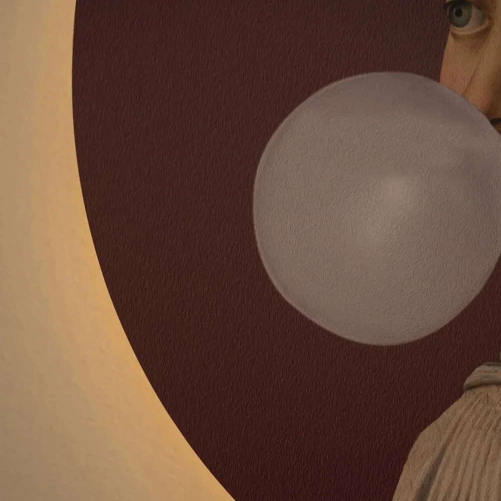 Tapeta Dots Lighting Woman with Bubble Gum Eggplant - obrazek 3