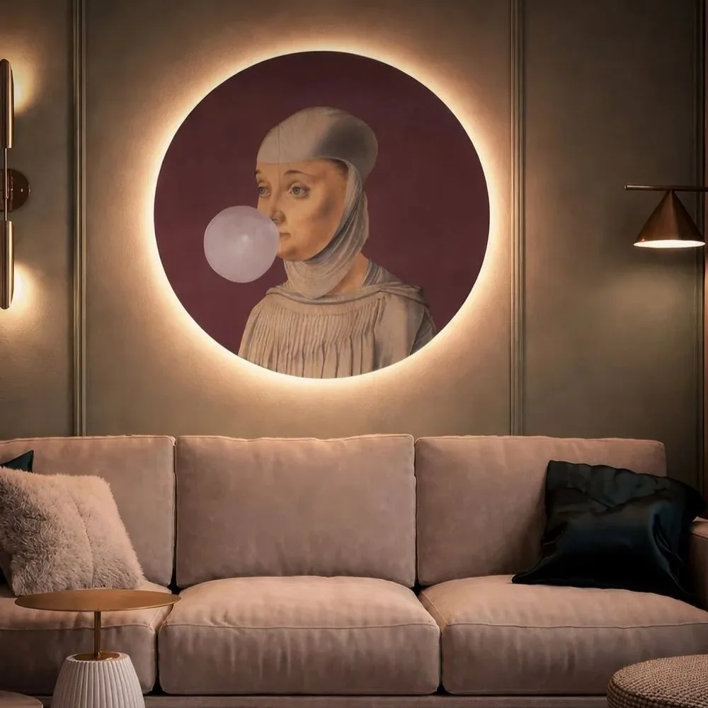 Tapeta Dots Lighting Woman with Bubble Gum Eggplant