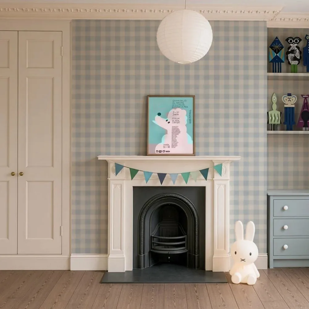 Tapeta Watercolor Checks Sky Blue WALLCOLORS