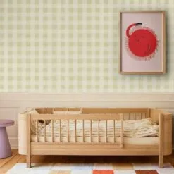 Tapeta Watercolor Checks Spring Green WALLCOLORS