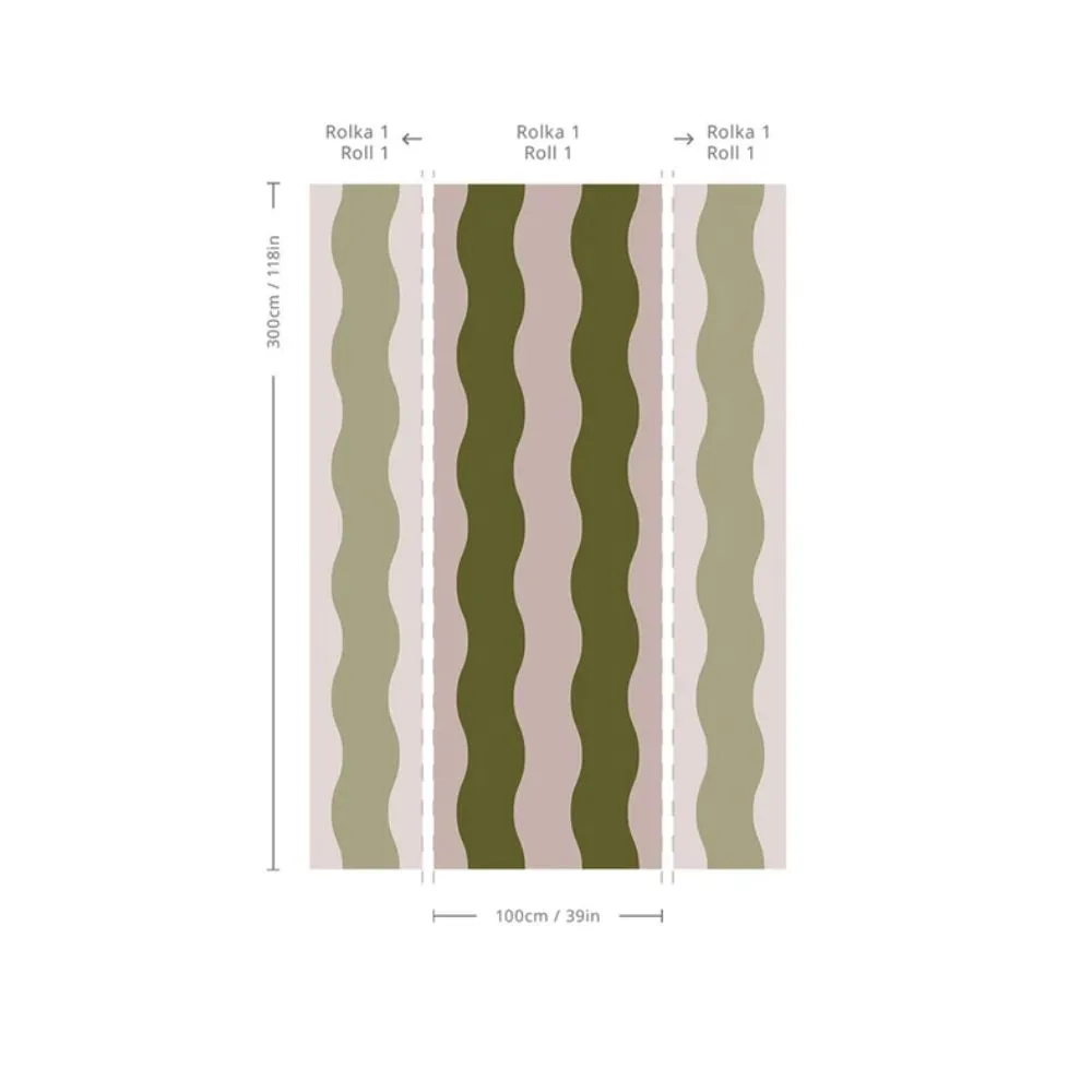 Tapeta Wave Stripe Avocado Pink WALLCOLORS - obrazek 2